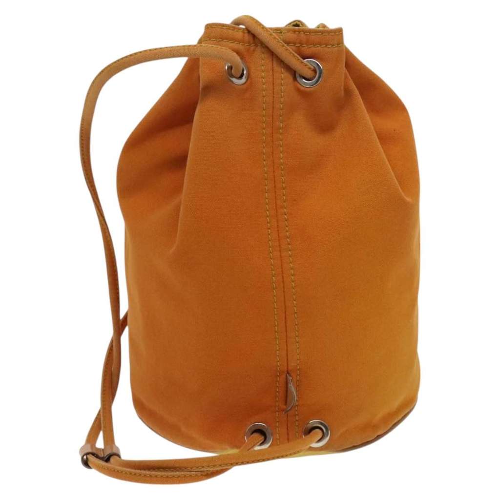 Hermès Polochon Mimile Drawstring Backpal Orange Canvas Good condition - Back View