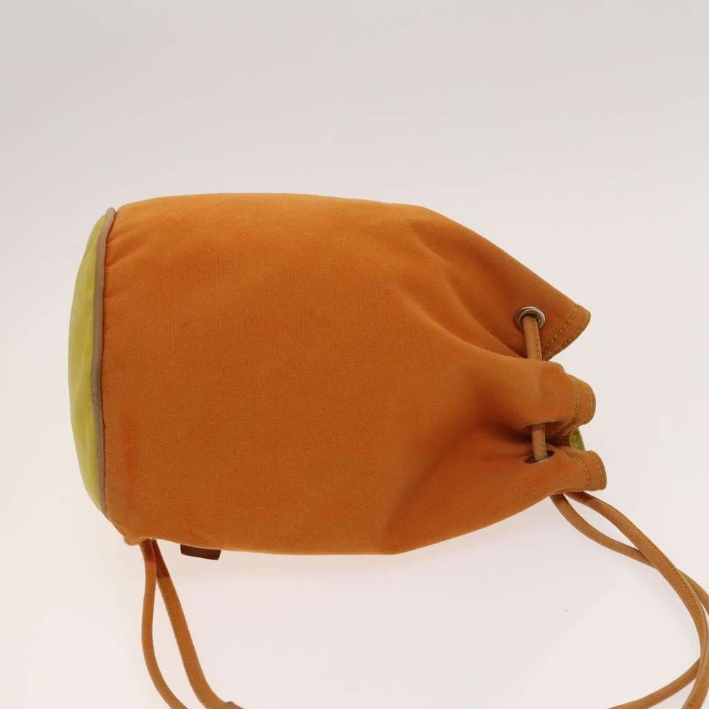 Hermès Polochon Mimile Drawstring Backpal Orange Canvas Good condition - Model View
