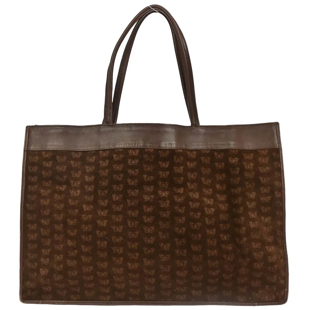 Bottega Veneta Butterfly Handle Tote Brown Suede Good - Front View