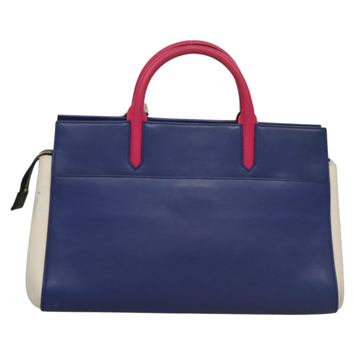 Saint Laurent Multicolor Rive Gauche Cabas Blue Leather Good condition - Back View