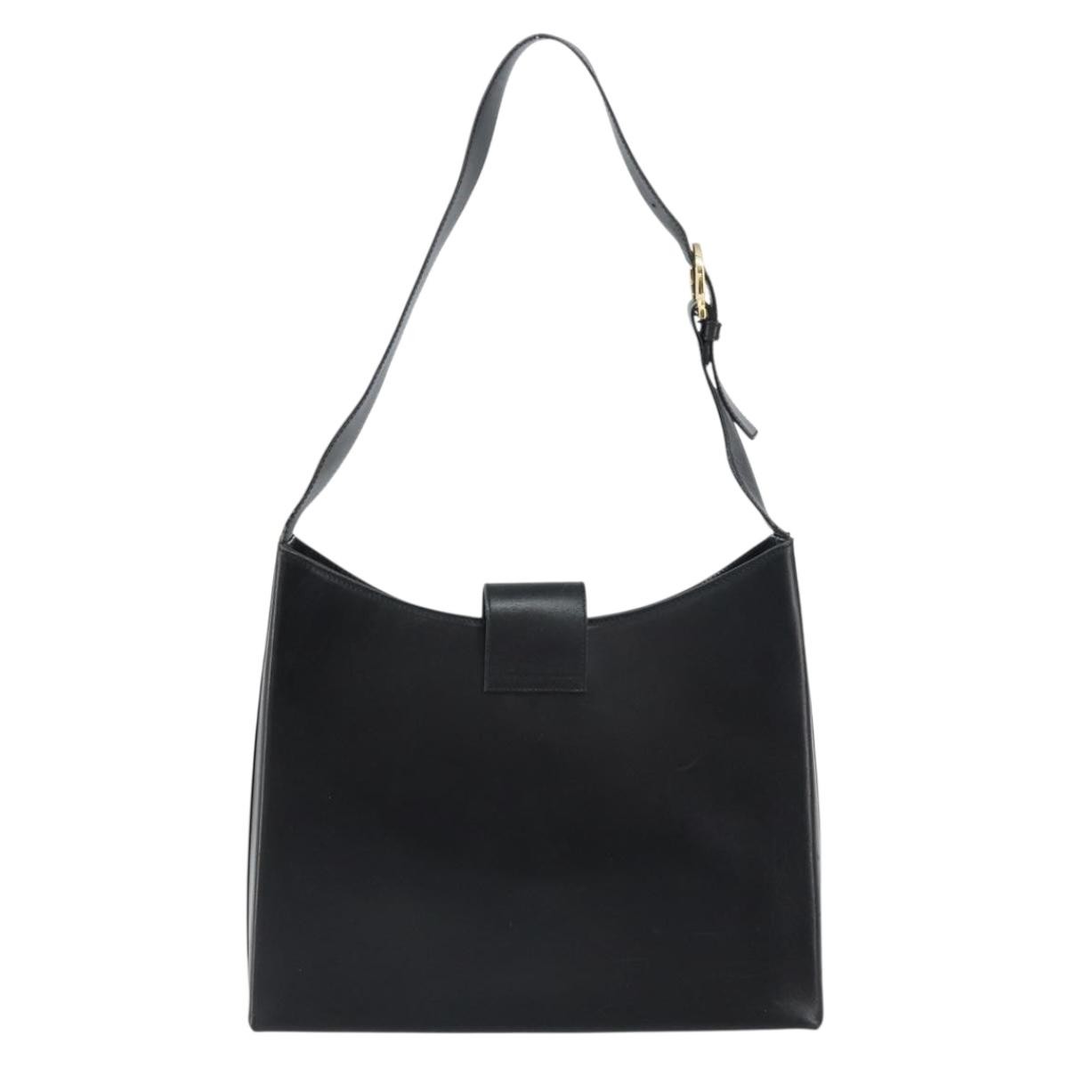 Salvatore Ferragamo Gancio Flap Hobo Black Leather Good condition - Back View