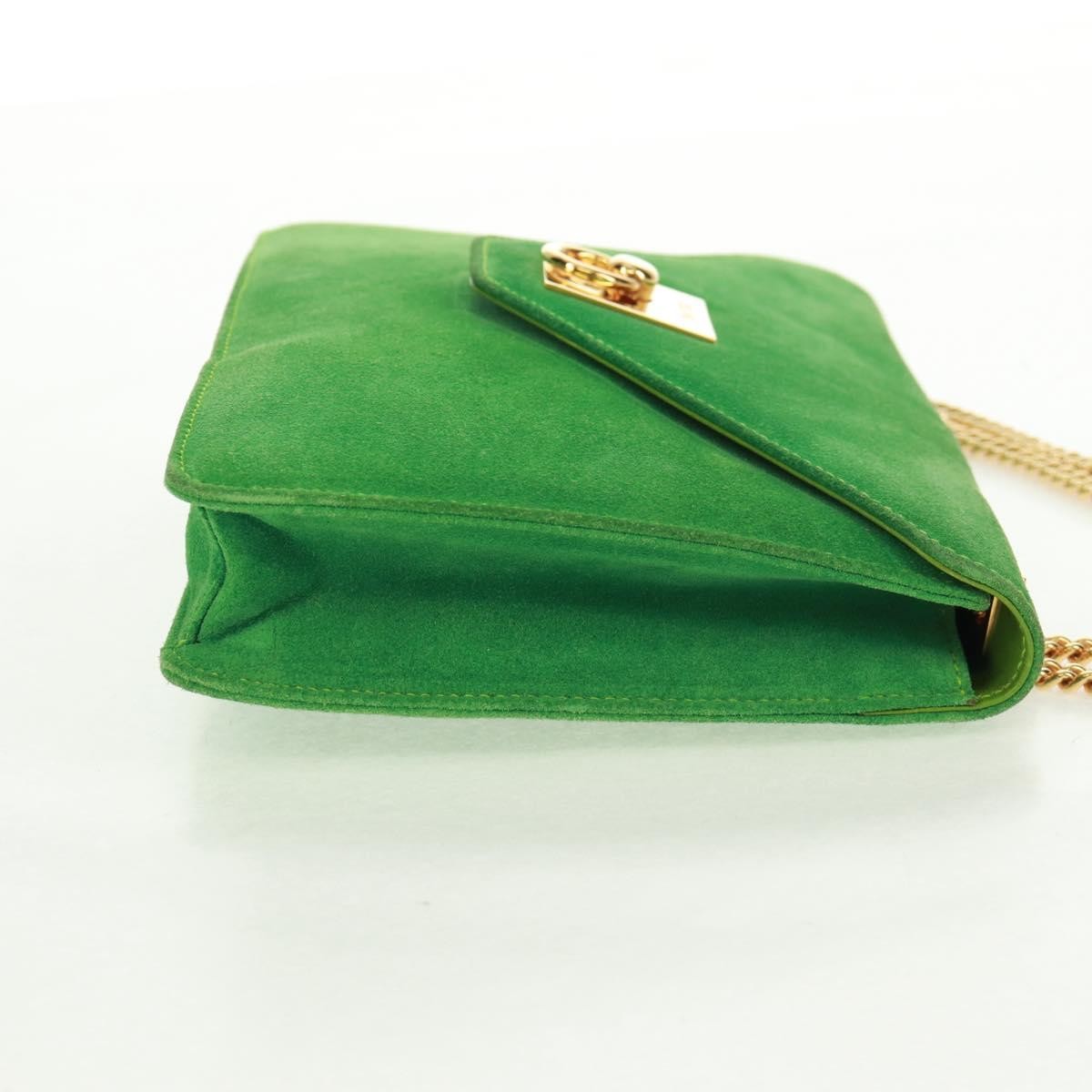 Celine Vintage Shoulder Bag Green Suede Good condition - Model View