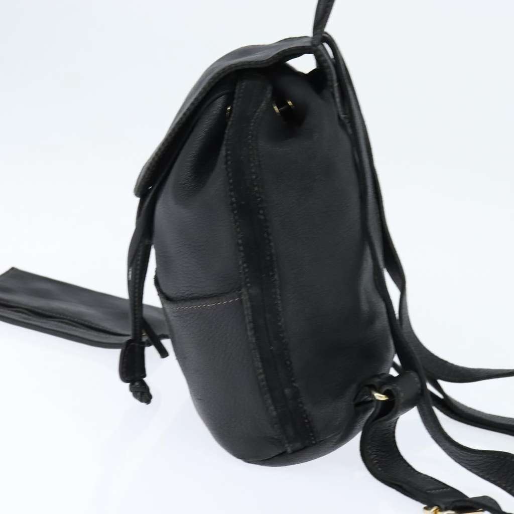 Fendi Logo Flap Drawstring Backpack Black Leather Good condition - Inside View