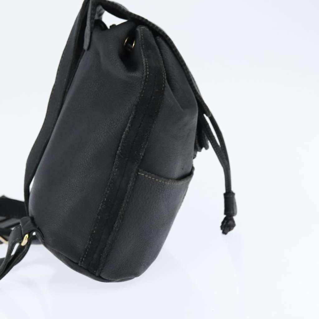 Fendi Logo Flap Drawstring Backpack Black Leather Good condition - Model View