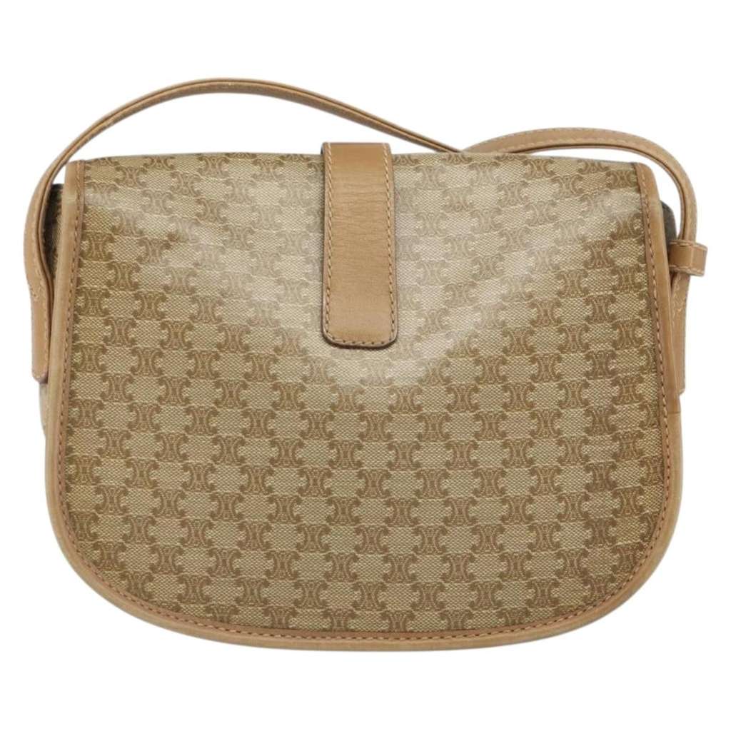 Celine Vintage Macadam Shoulder Bag Beige Canvas Good condition - Back View