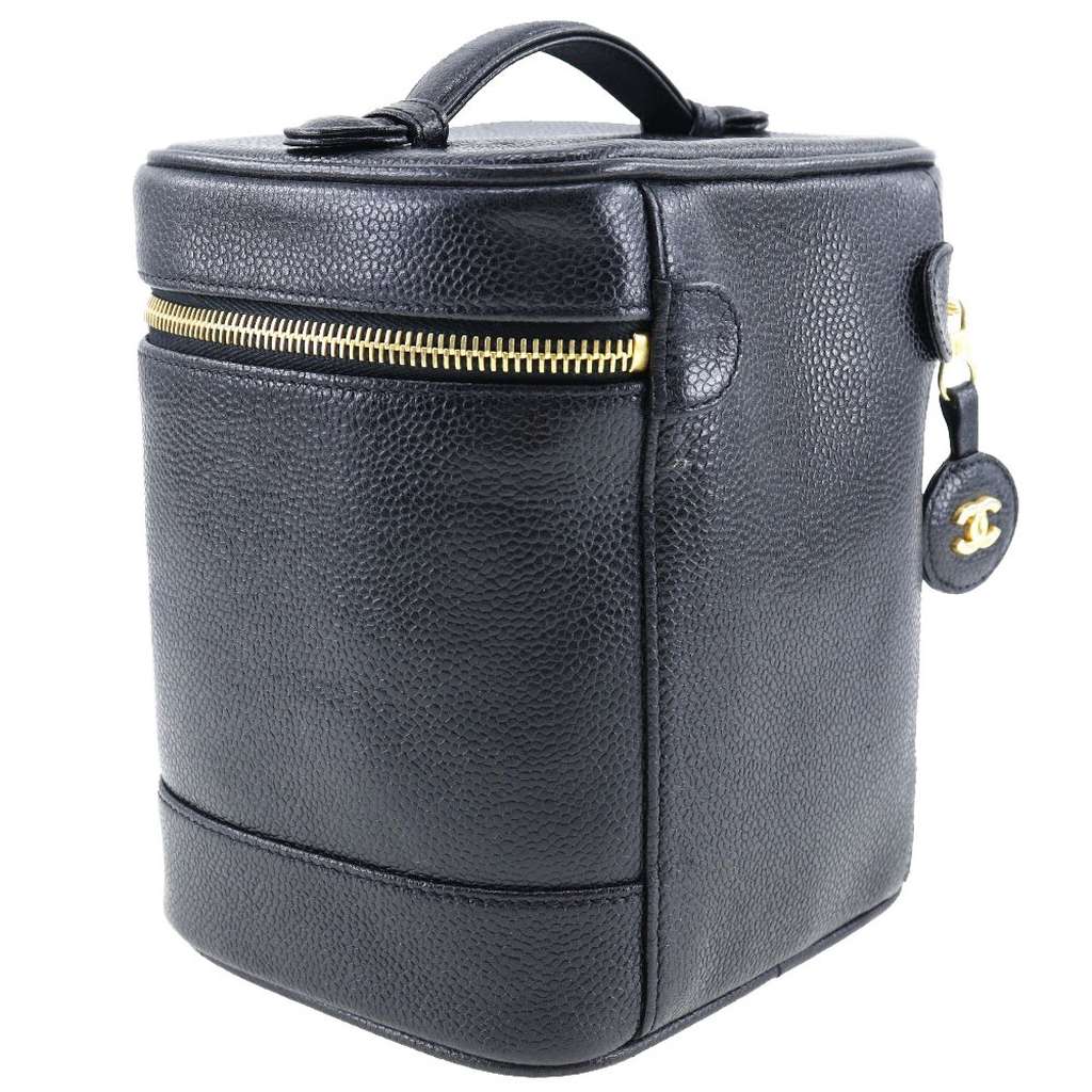 Chanel Vintage Timeless Cosmetic Case Black Leather Good condition - Back View