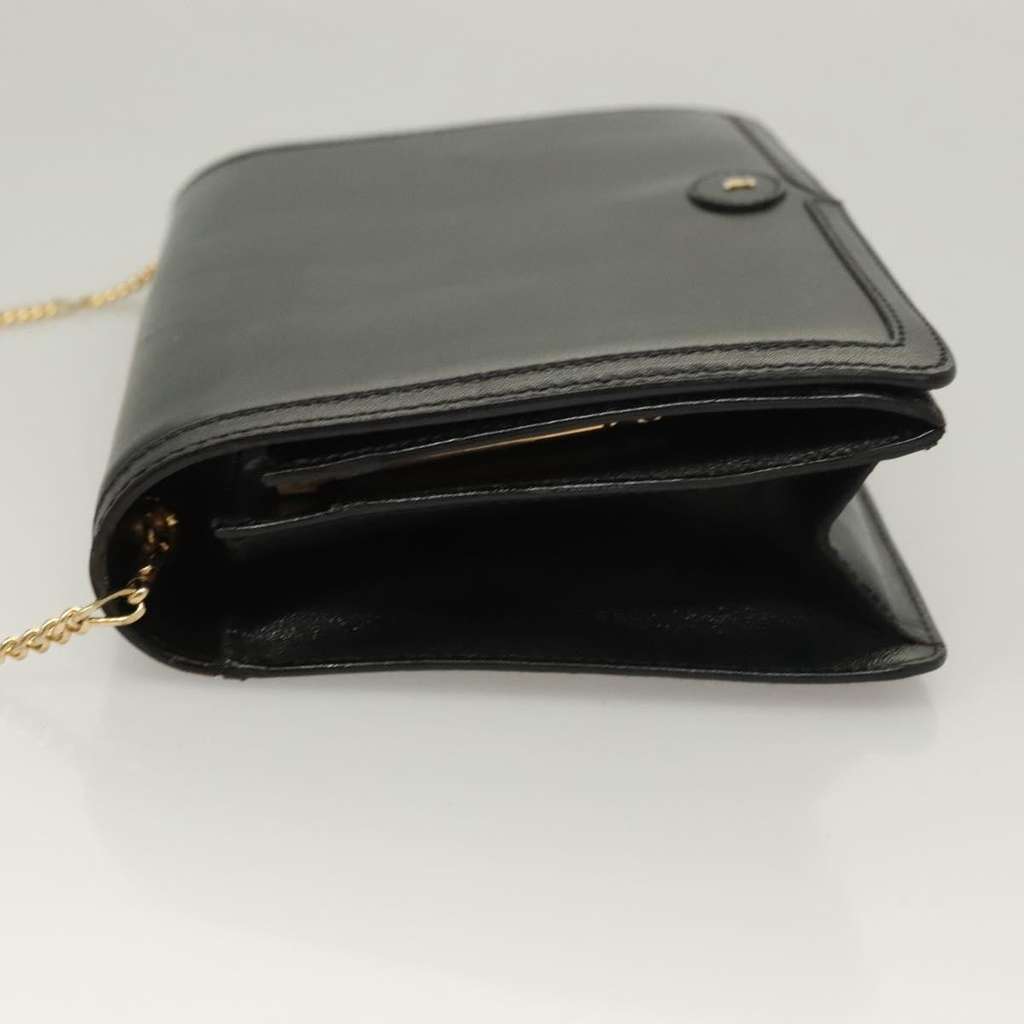 Bally Vintage Chain Shoulder Bag Black Leather Good condition - Model View