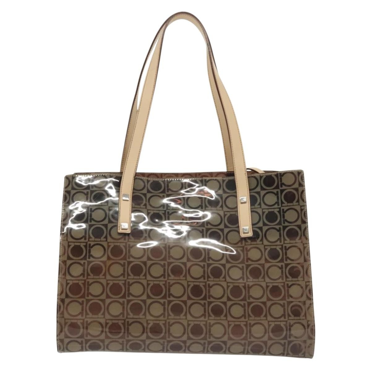Salvatore Ferragamo Gancini Tote Brown Plastic Good condition - Back View