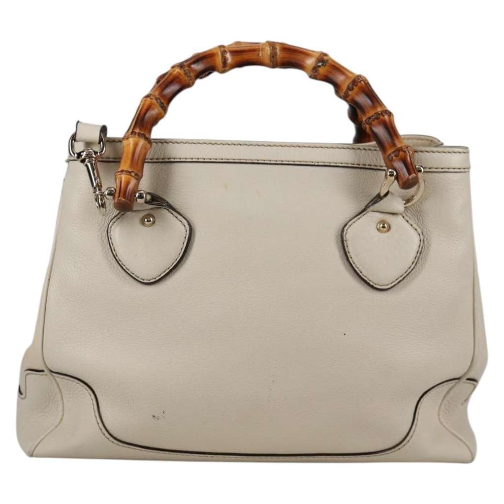 Gucci Diana Bamboo Top Handle Tote White Leather Good condition - Back View