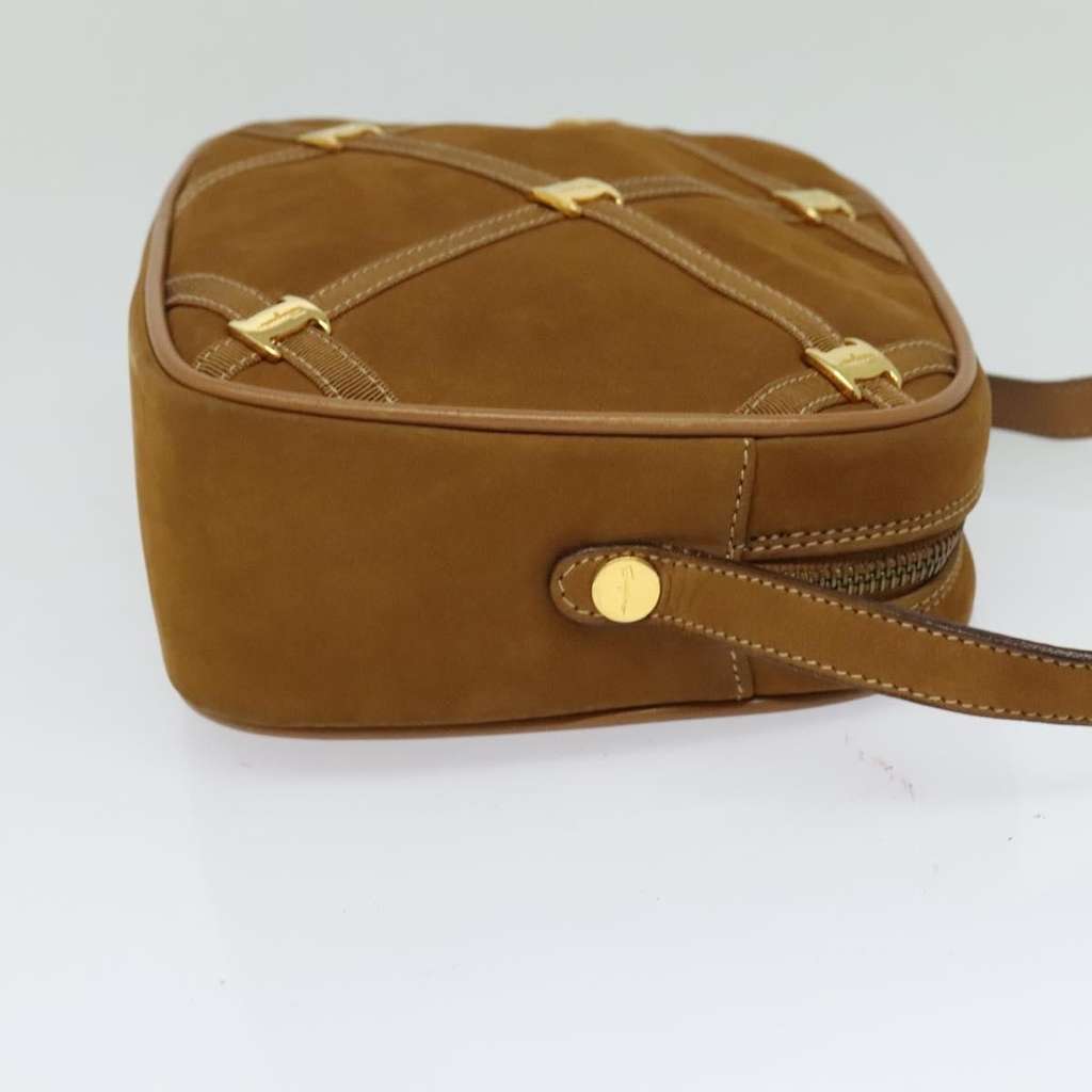 Salvatore Ferragamo Vala Shoulder Bag Brown Suede Good condition - Model View