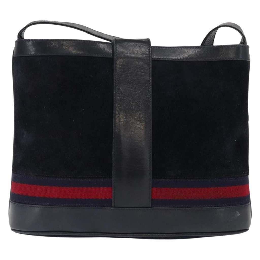 Gucci Sherry line shoulder bag Navy Suede Fair condition - Back View