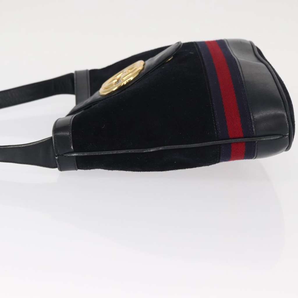 Gucci Sherry line shoulder bag Navy Suede Fair condition - Model View