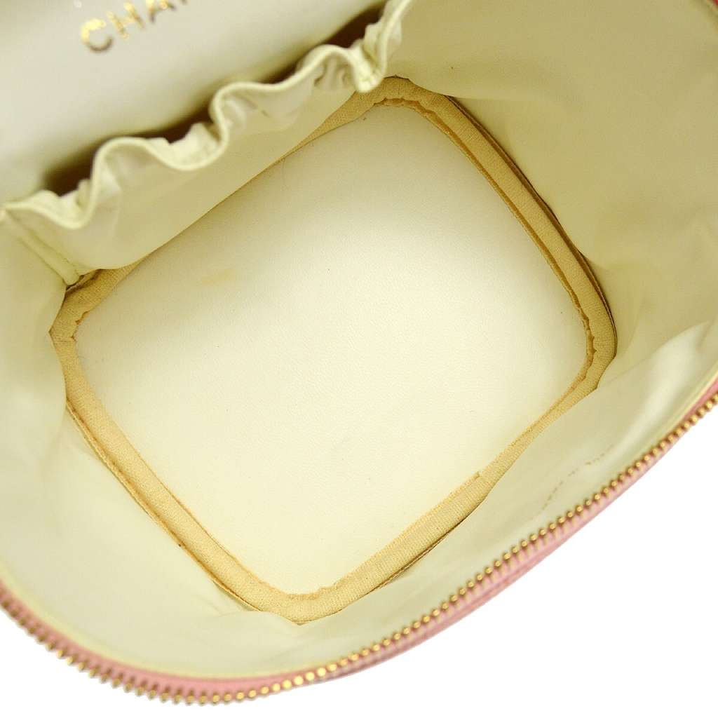 Chanel Vintage Timeless Cosmetic Case Pink Leather Good condition - Inside View