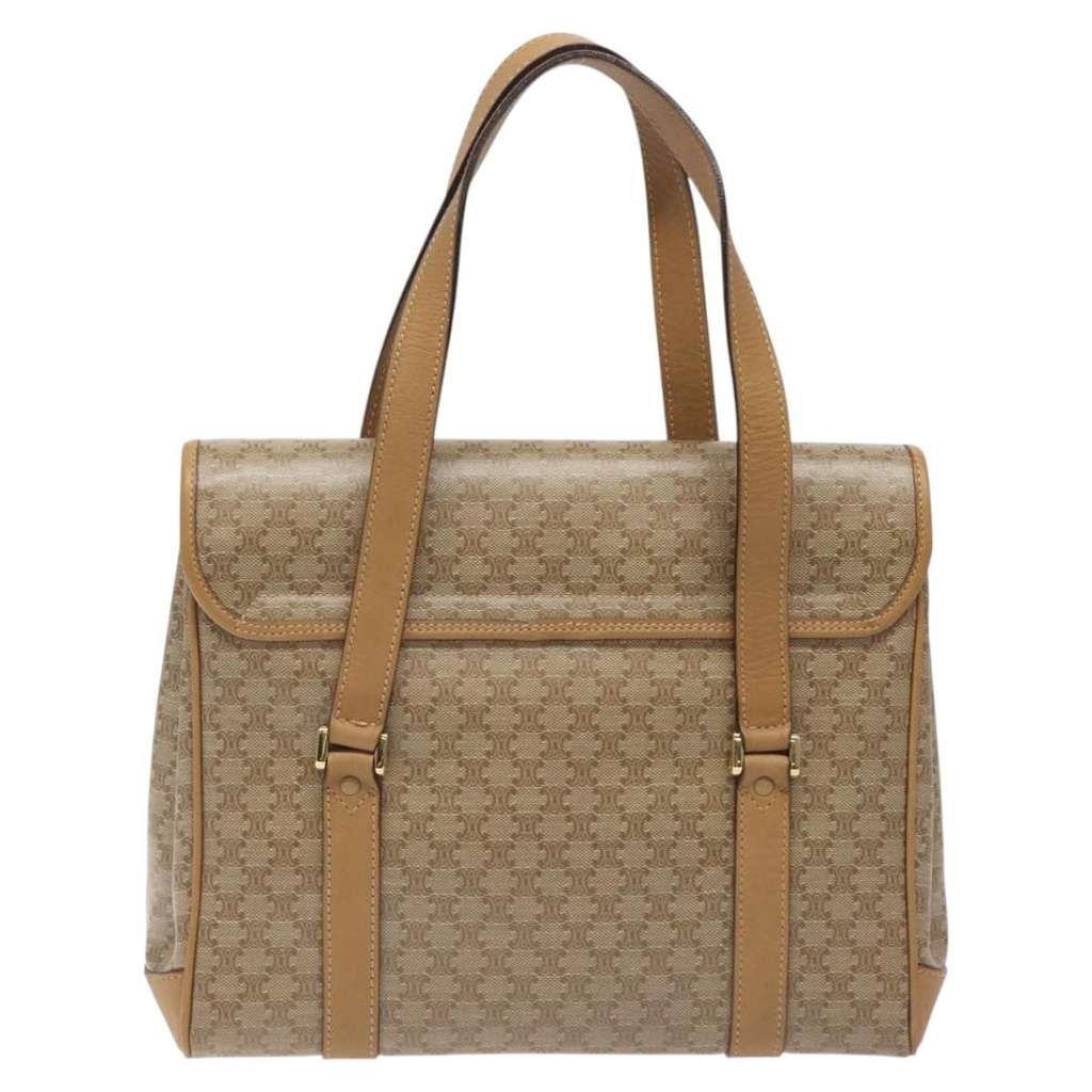 Celine Vintage Macadam Handbag Beige Canvas Good condition - Back View