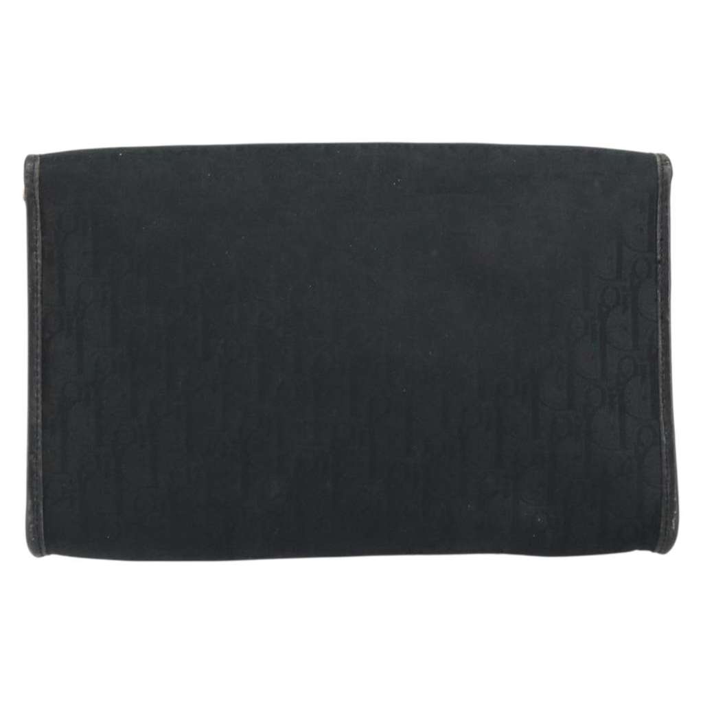 Christian Dior Vintage Chain Flap Shoulder Bag Black Canvas Good condition - Back View