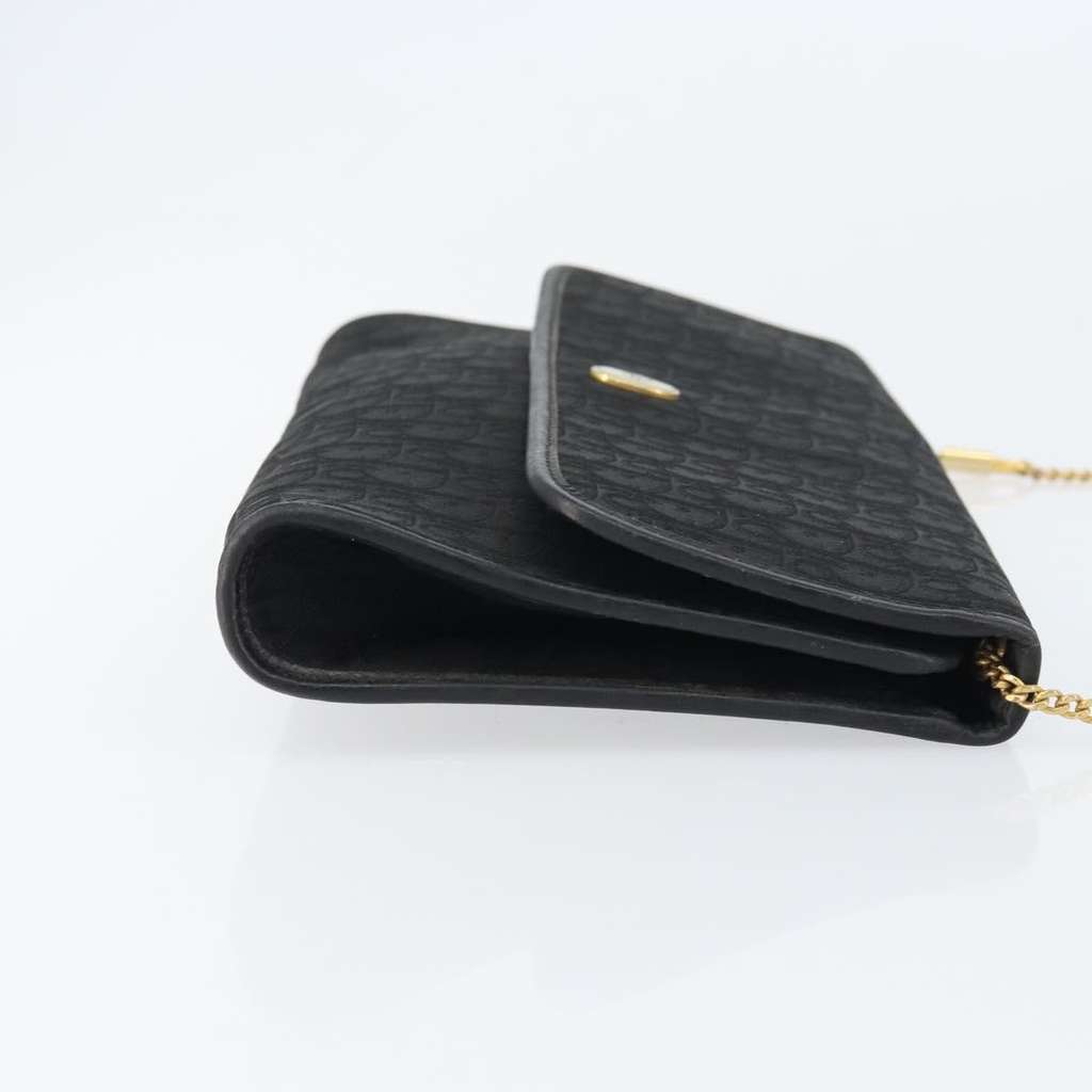 Christian Dior Vintage Chain Flap Shoulder Bag Black Canvas Good condition - Inside View