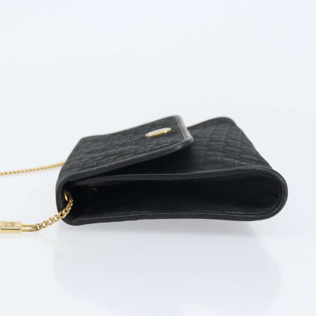 Christian Dior Vintage Chain Flap Shoulder Bag Black Canvas Good condition - Model View