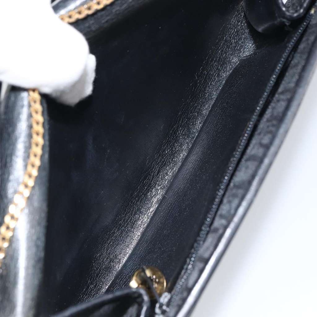 Christian Dior Vintage Chain Flap Shoulder Bag Black Canvas Good condition - Box View