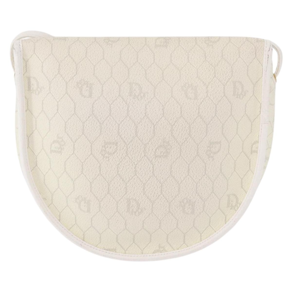 Christian Dior Vintage Honeycomb Flap Crossbody Bag White Canvas Good condition - Back View