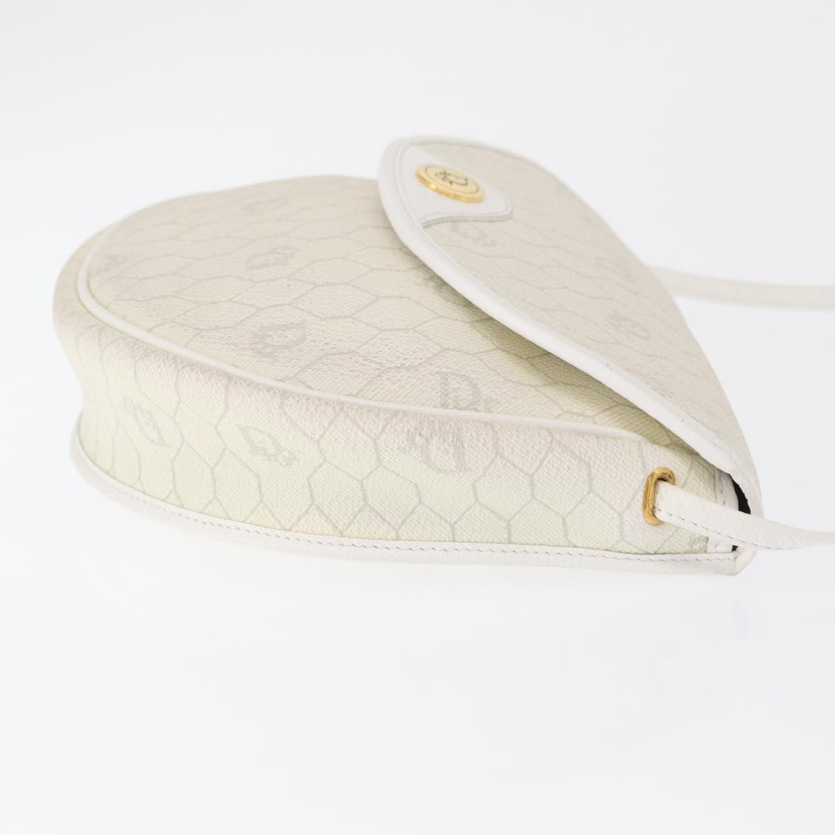 Christian Dior Vintage Honeycomb Flap Crossbody Bag White Canvas Good condition - Inside View