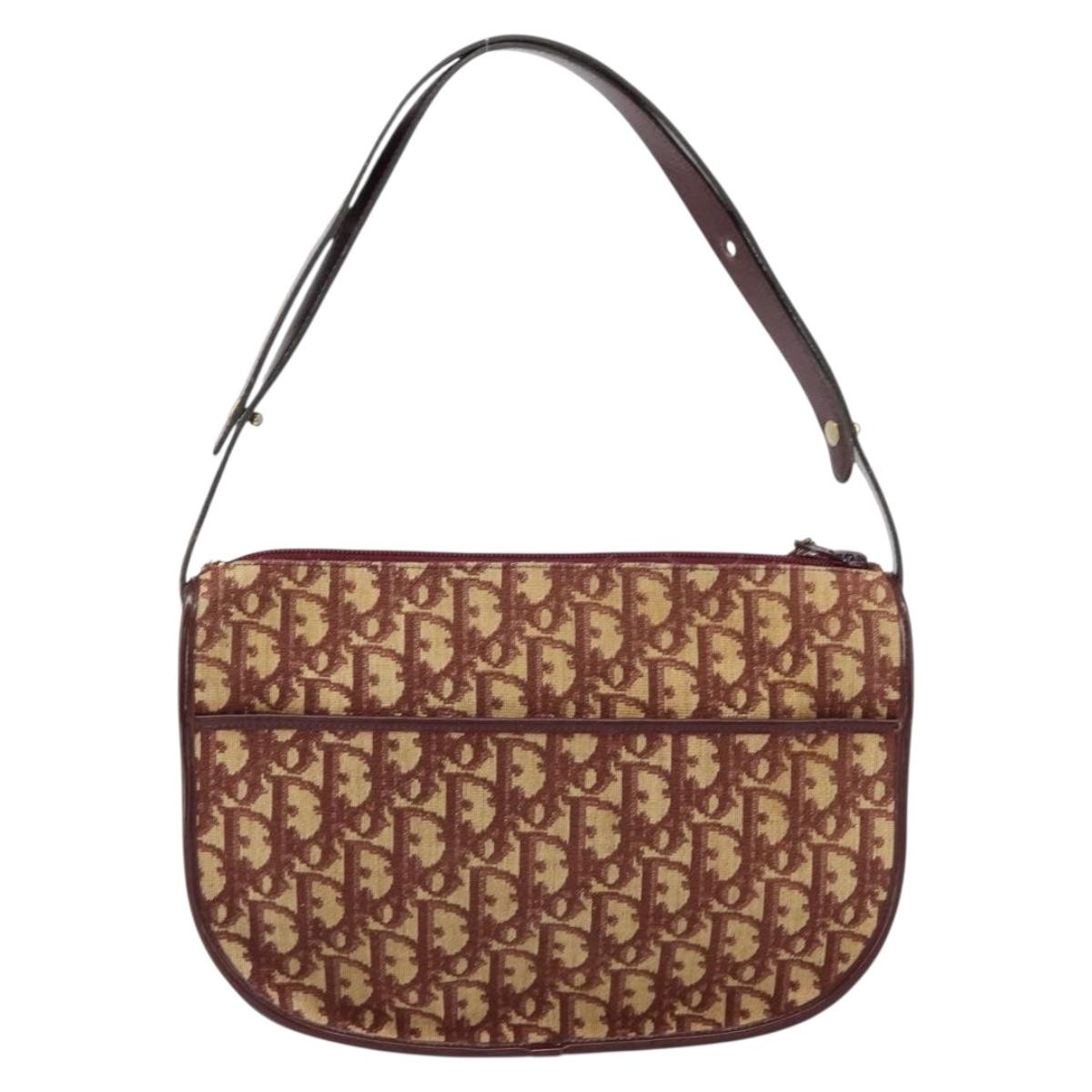 Christian Dior Vintage Trotter Shoulder Bag Beige Canvas Good condition - Back View