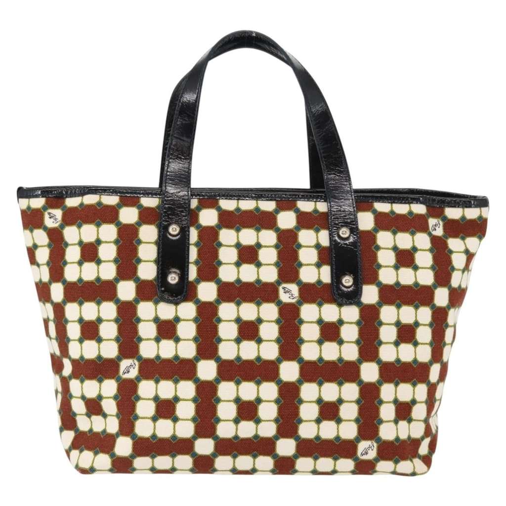 Bally Vintage Handbag Brown Canvas Good condition - Back View