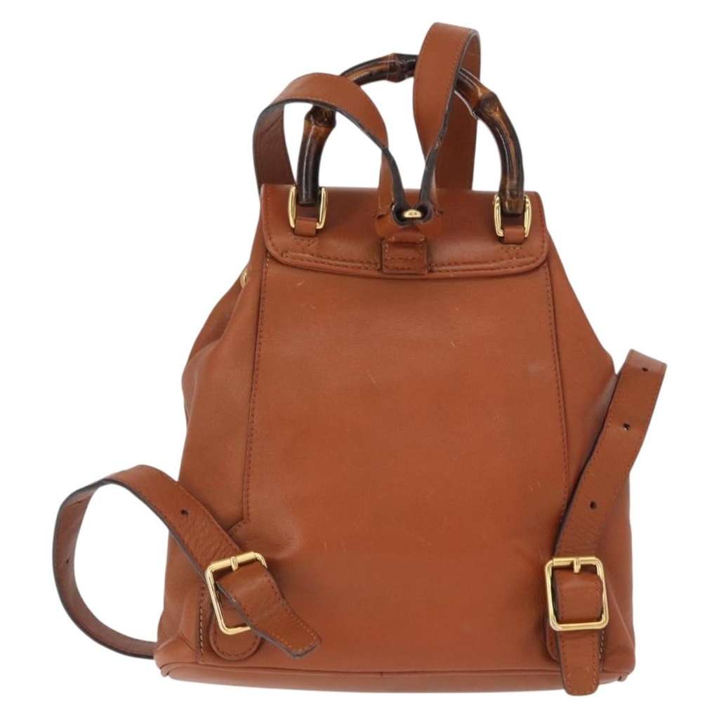 Gucci Vintage Bamboo Backpack Brown Leather Good condition - Back View
