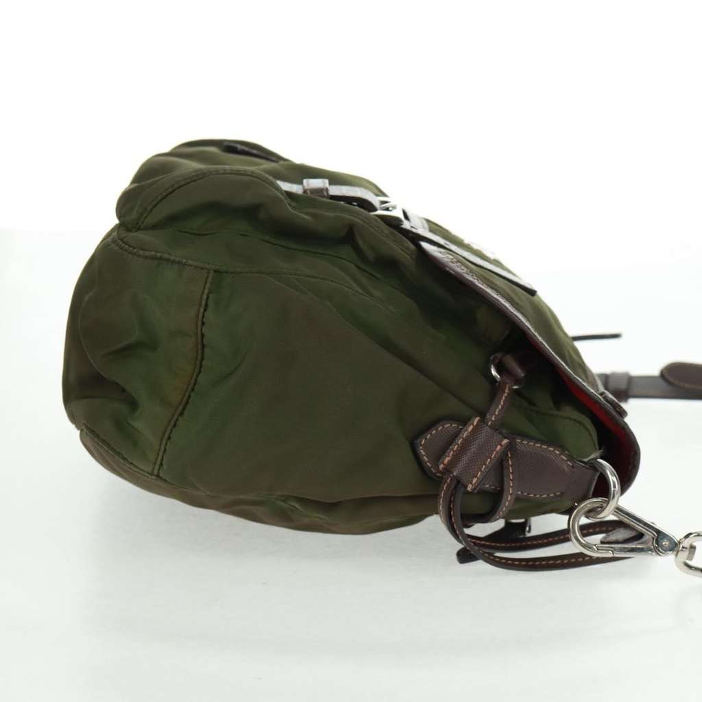 Prada Zip Buckle Messenger Bag Green Fair condition - Model View