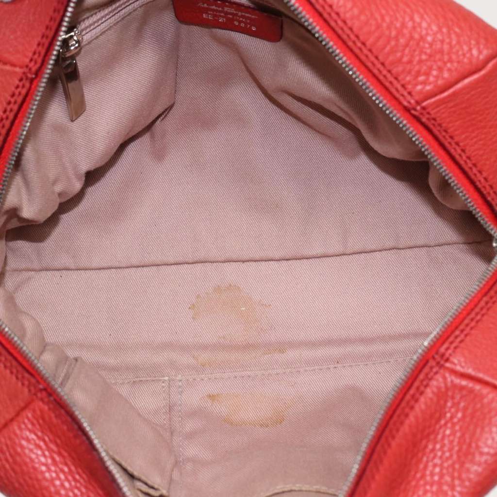 Salvatore Ferragamo Gancini Buckle Shoulder Bag Red Leather Good condition - Box View