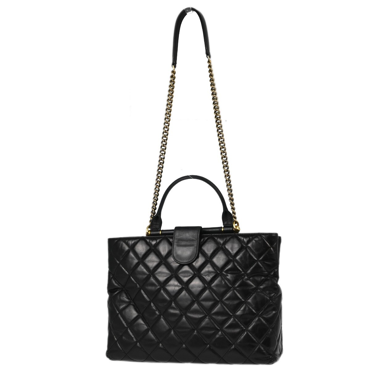 Chanel Gold Bar Tote Black Leather Good condition - Back View