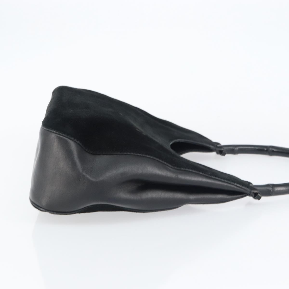 Gucci Vintage Bamboo Handle Bag Black Suede Good condition - Inside View