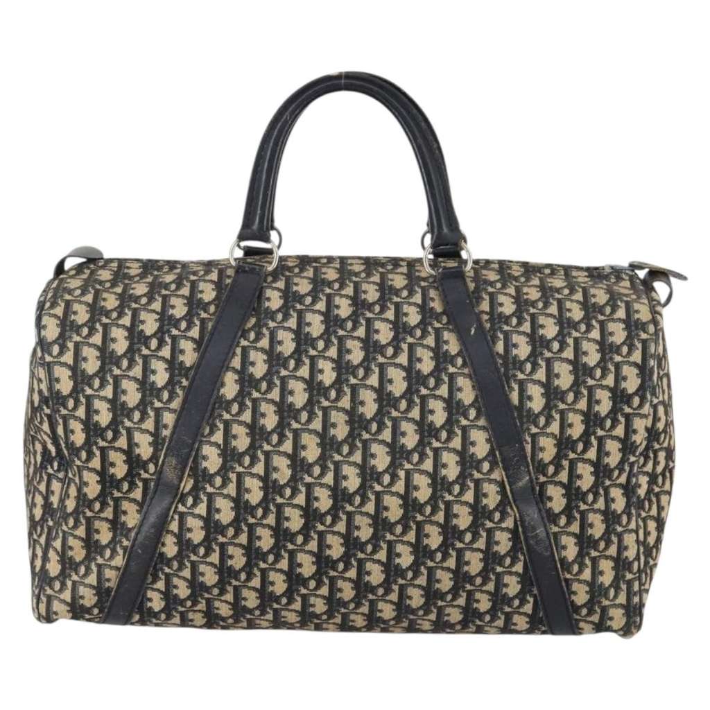 Christian Dior Vintage Trotter Boston Bag Navy Canvas Good condition - Back View