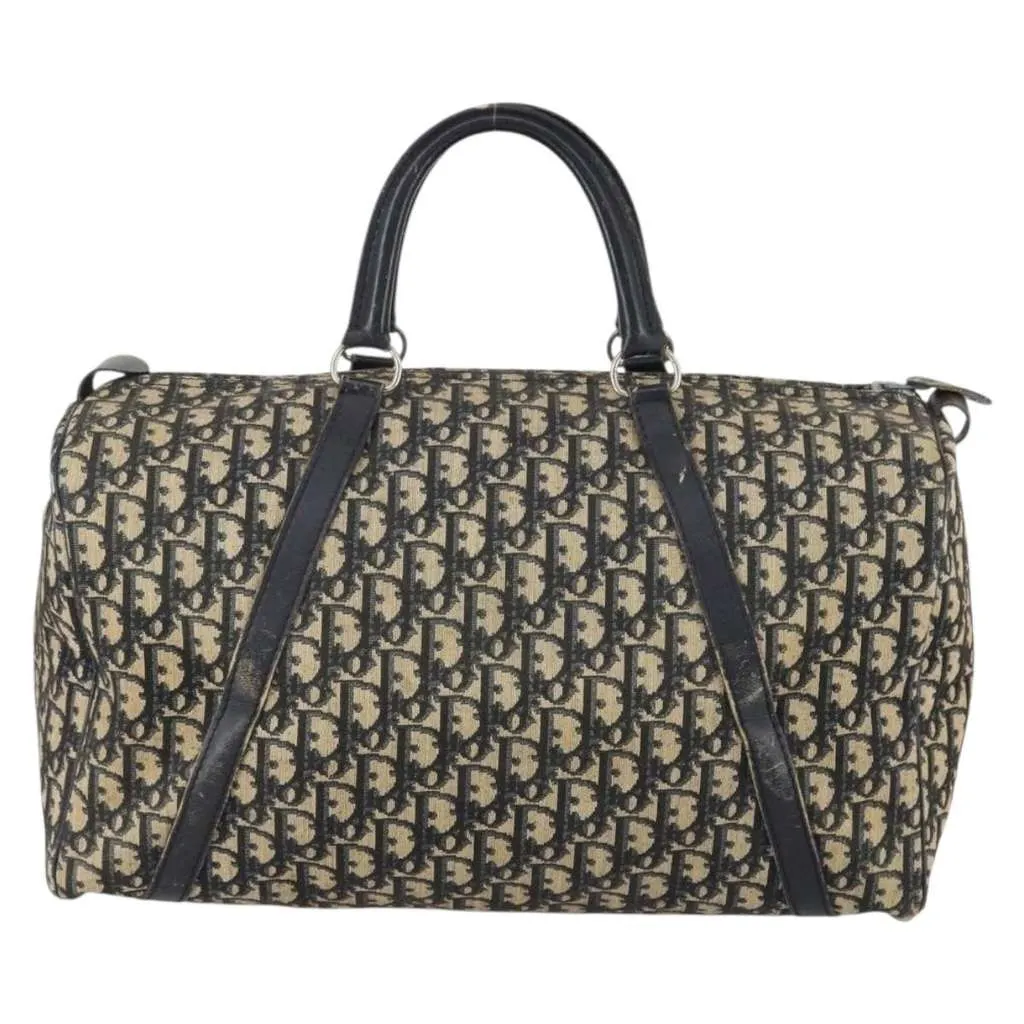 Dior Vintage Trotter Boston Bag Navy Canvas Good - Back View