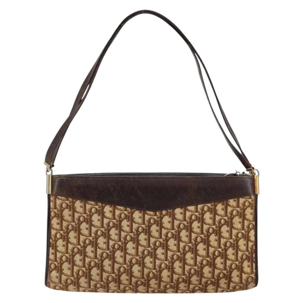 Christian Dior Vintage Trotter Shoulder Bag Brown Canvas Good condition - Back View