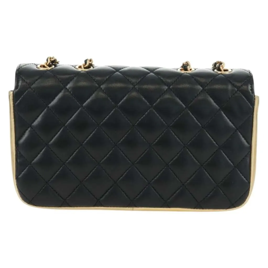 Chanel CC Chic Double Flap Bag Black Leather Good - Back View