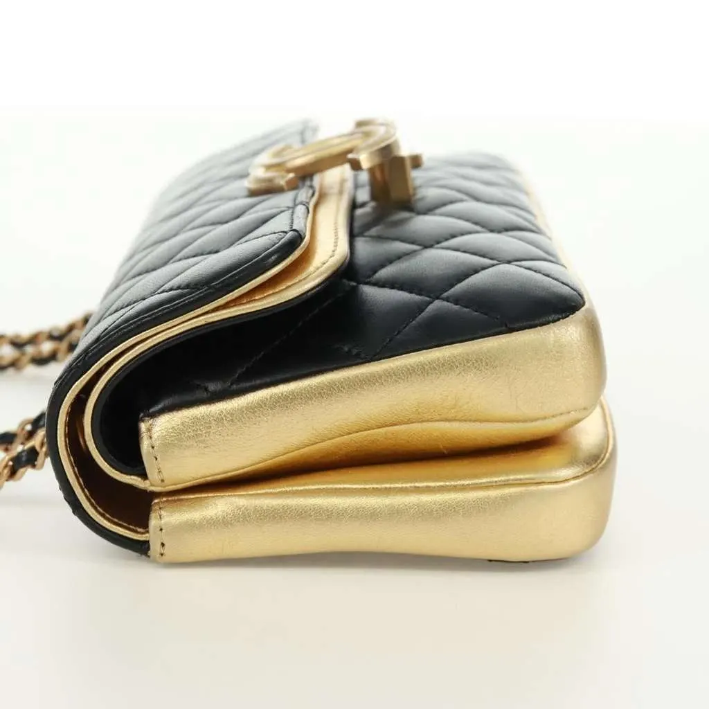 Chanel CC Chic Double Flap Bag Black Leather Good - Inside View