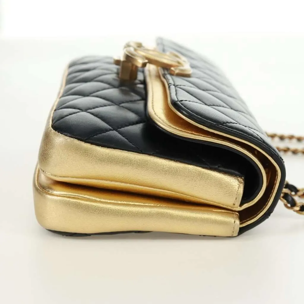 Chanel CC Chic Double Flap Bag Black Leather Good - Model View