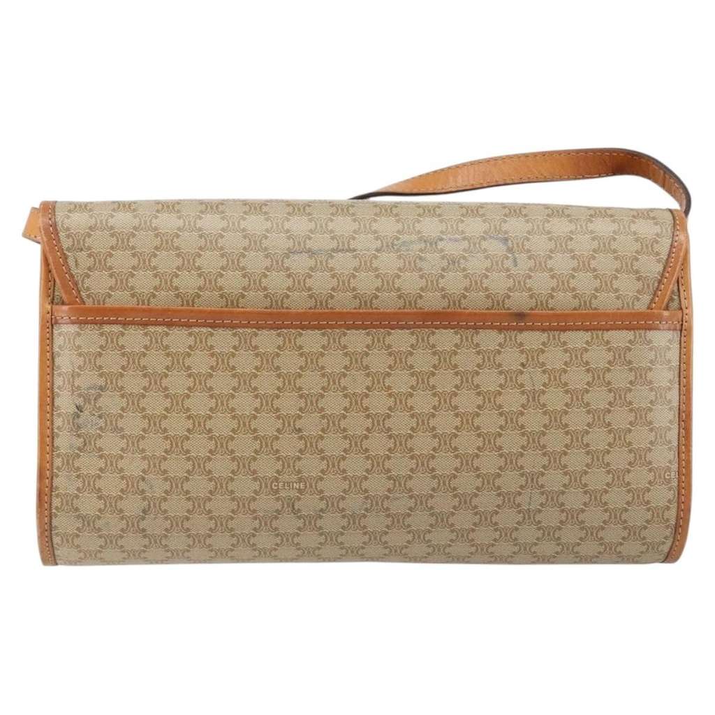 Celine Vintage Macadam Shoulder Bag Beige Canvas Good condition - Back View