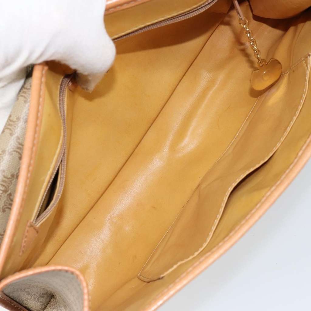 Celine Vintage Macadam Shoulder Bag Beige Canvas Good condition - Box View