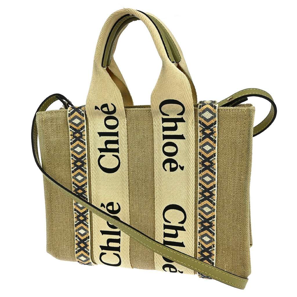 Chloe Woody Friendship Tote Beige Canvas Good condition - Back View