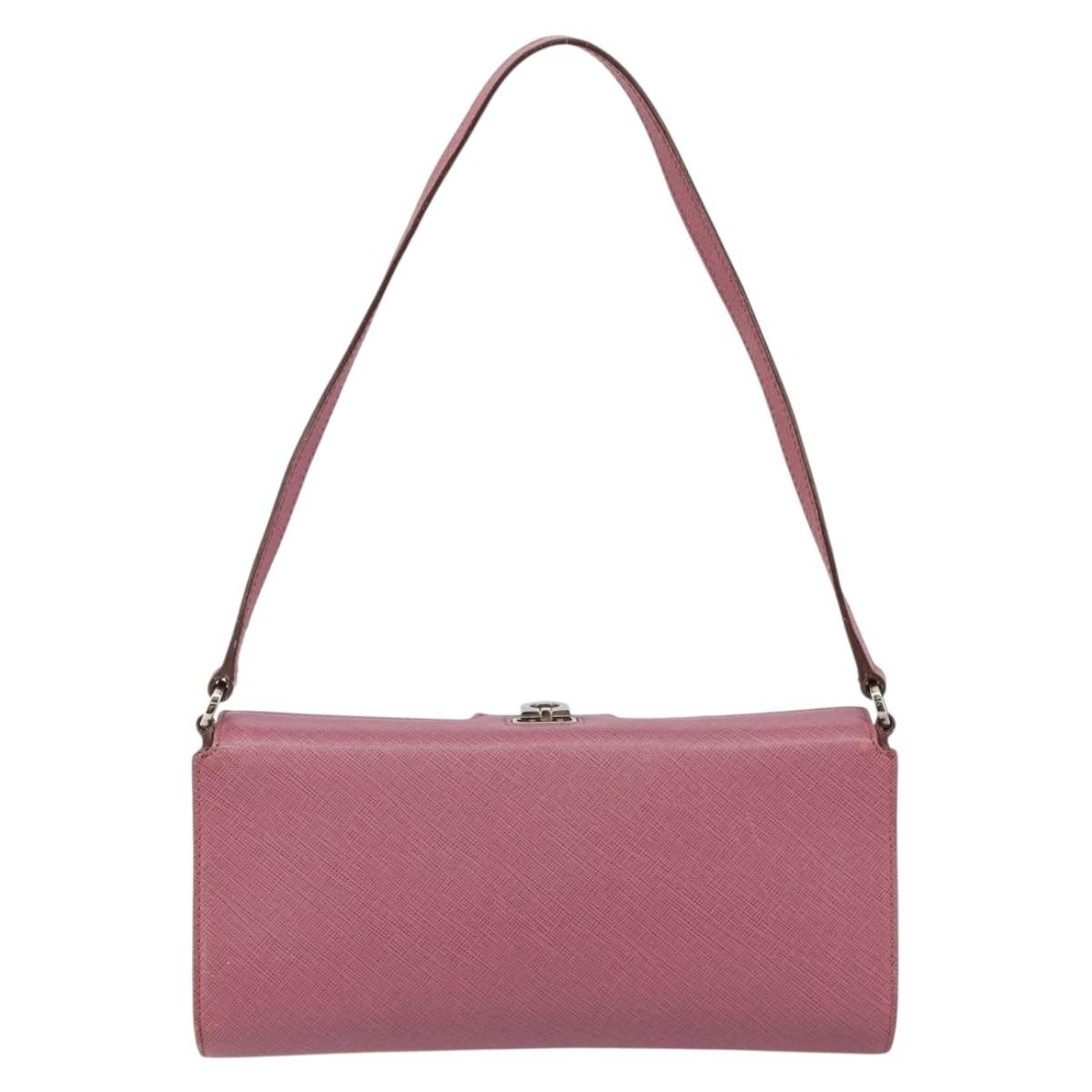 Salvatore Ferragamo Gancini Pouch Pink Leather Good condition - Back View