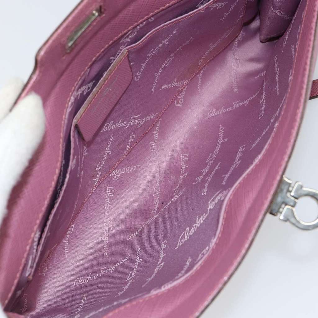 Salvatore Ferragamo Gancini Pouch Pink Leather Good condition - Box View