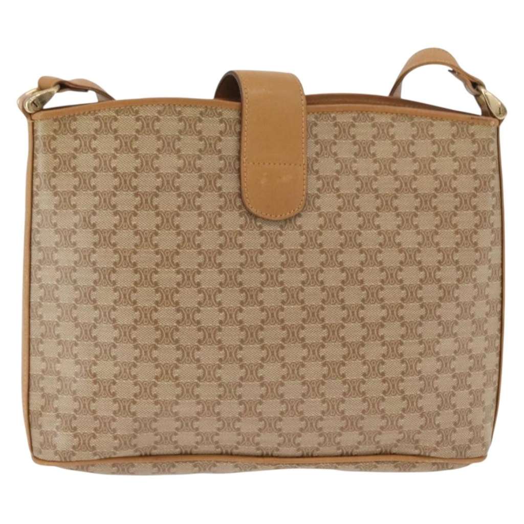 Celine Vintage Macadam Shoulder Bag Beige Canvas Good condition - Back View