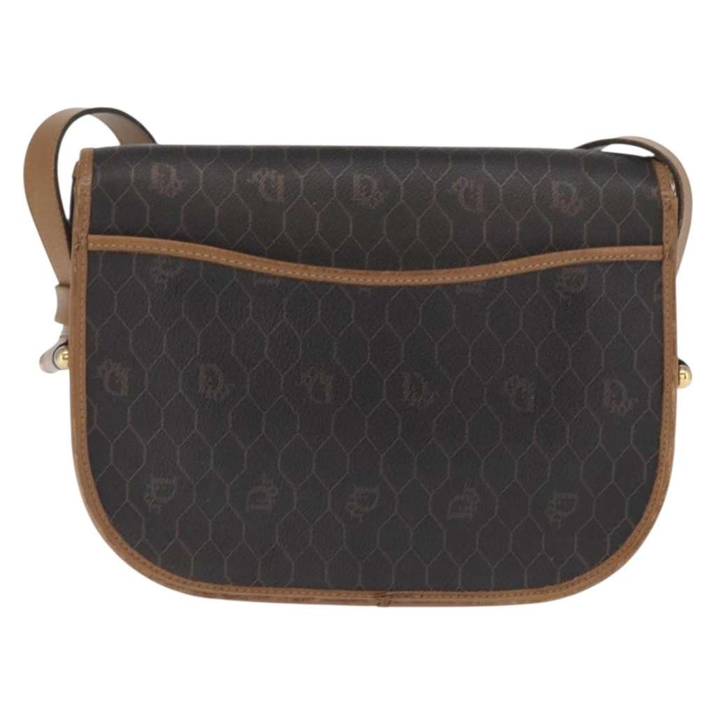 Christian Dior Vintage Honeycomb Flap Crossbody Bag Black Canvas Fair condition - Back View