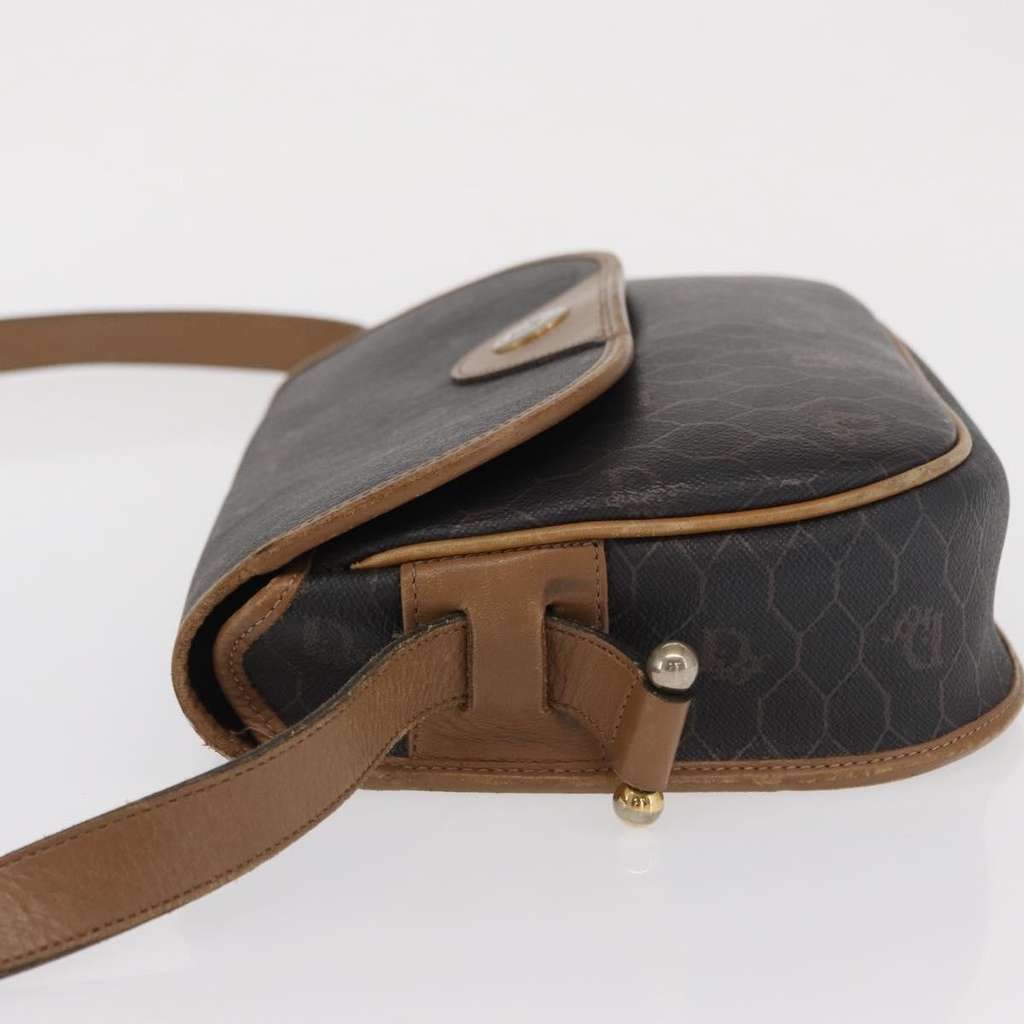 Christian Dior Vintage Honeycomb Flap Crossbody Bag Black Canvas Fair condition - Model View