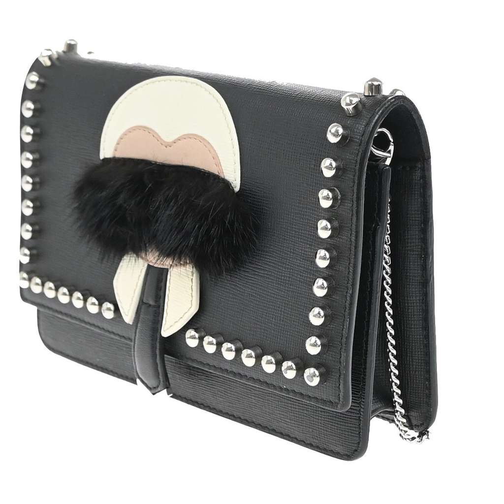 Fendi Karlito Wallet on Chain Black Leather Good condition - Inside View