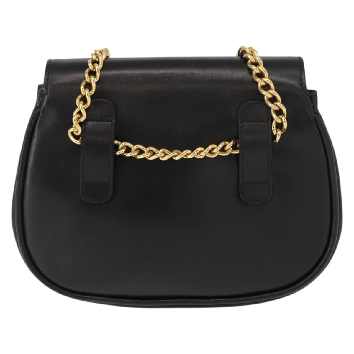 Salvatore Ferragamo Vintage Gancini Chain Shoulder Bag Black Leather Good condition - Back View