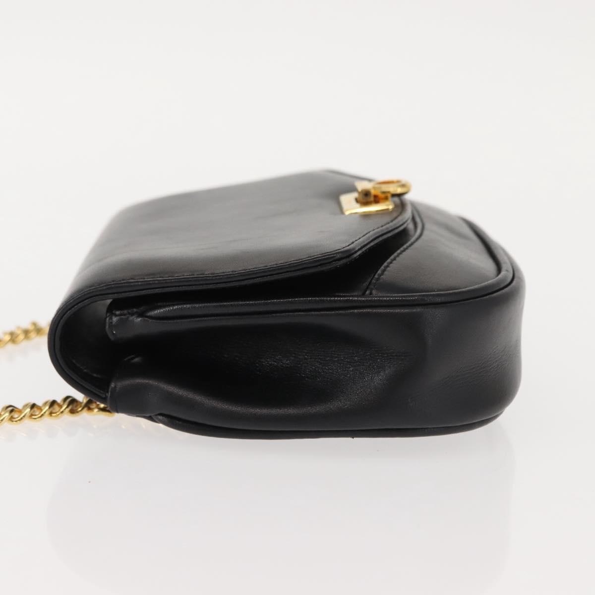 Salvatore Ferragamo Vintage Gancini Chain Shoulder Bag Black Leather Good condition - Model View