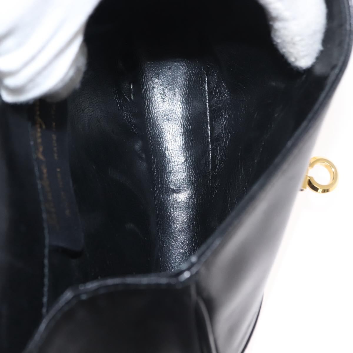 Salvatore Ferragamo Vintage Gancini Chain Shoulder Bag Black Leather Good condition - Box View