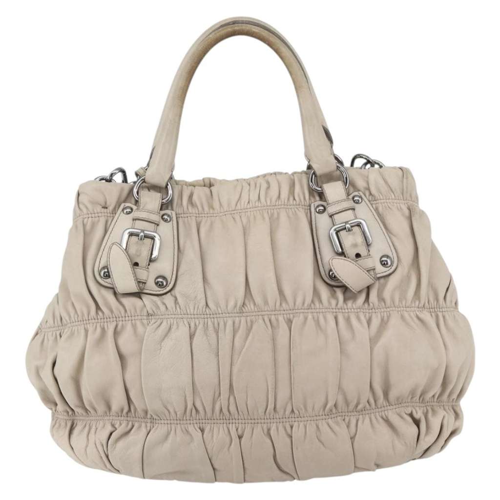 Prada Gaufre Convertible Tote Beige Leather Good condition - Back View